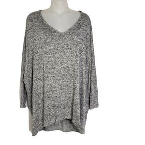 Olivia Rae Women's Tunic Top Size XL Heathered Gray Dolman 3/4 Sleeve V Neck